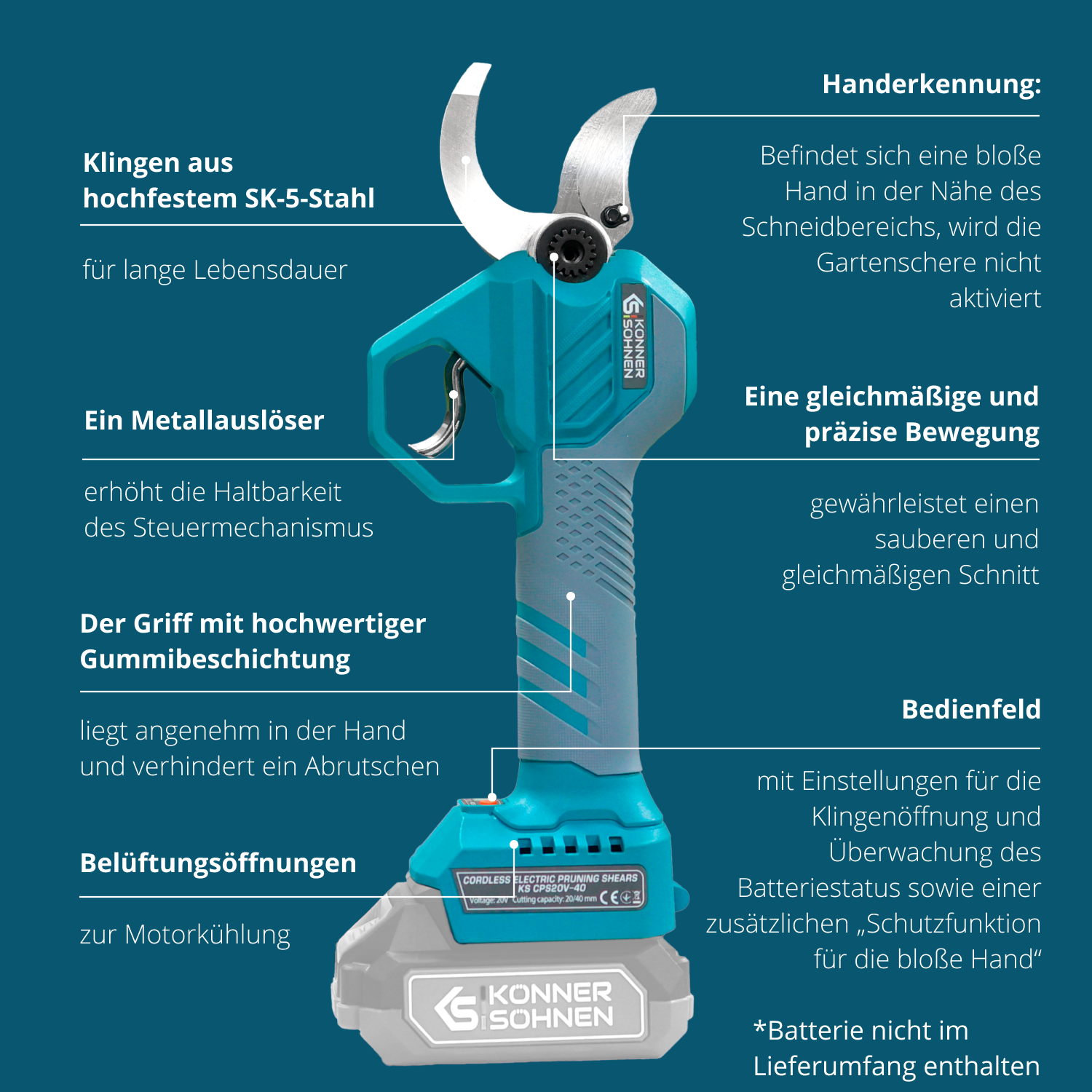 Sladdlös Elektrisk Beskärningssax KS CPS20V-40