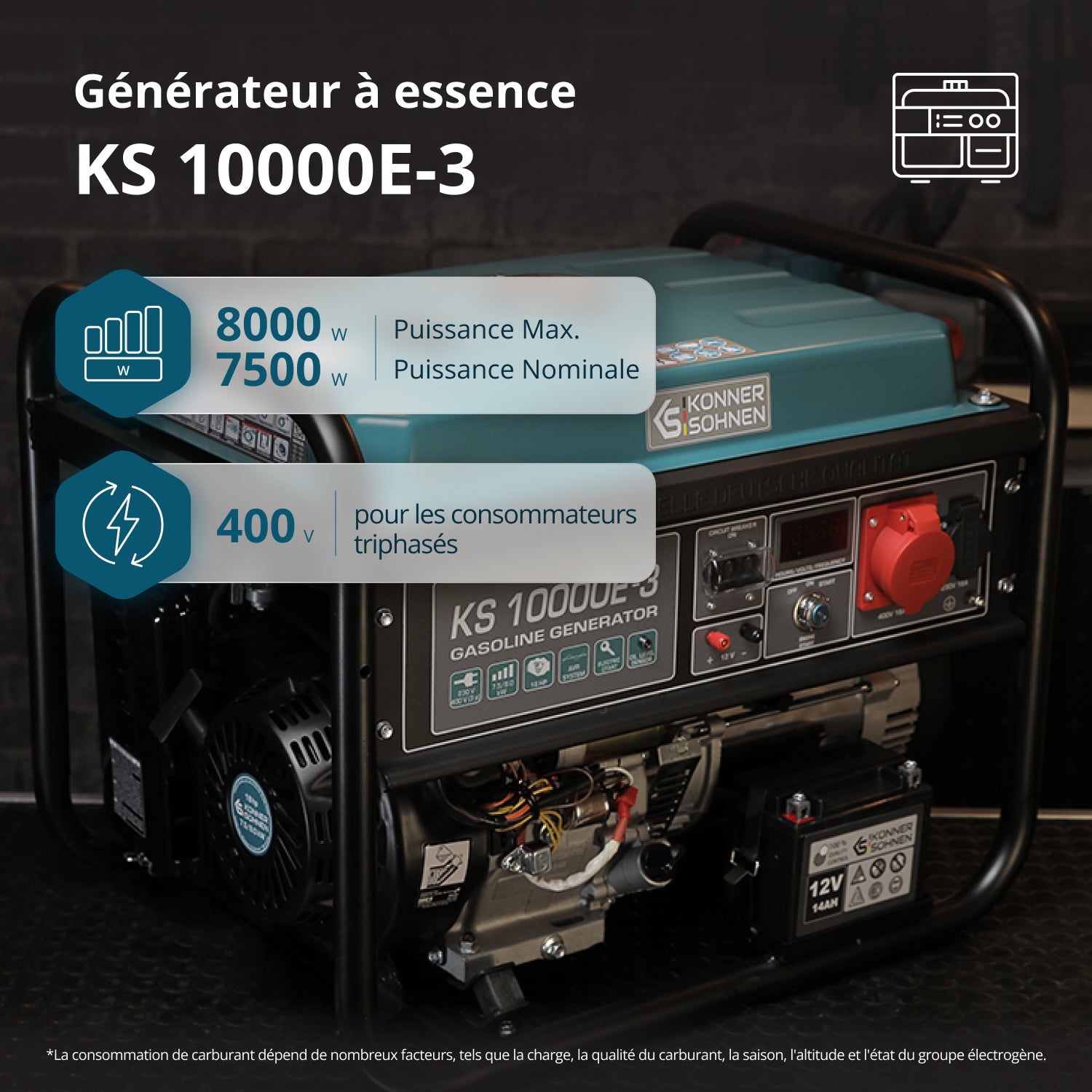 Groupe électrogène à essence "Könner & Söhnen" KS 10000E-3