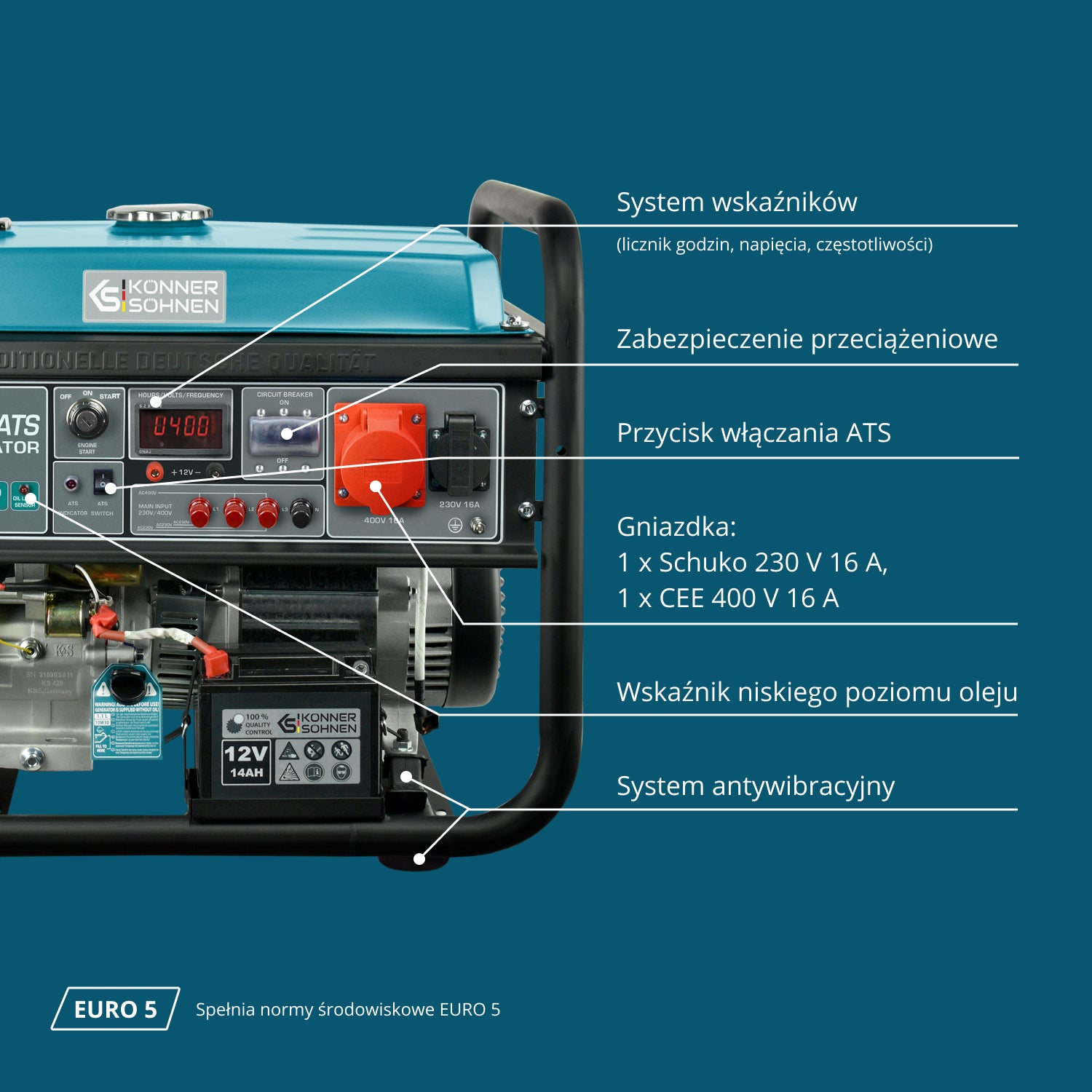 Generator benzynowy „Könner & Söhnen” KS 10000E-3 ATS