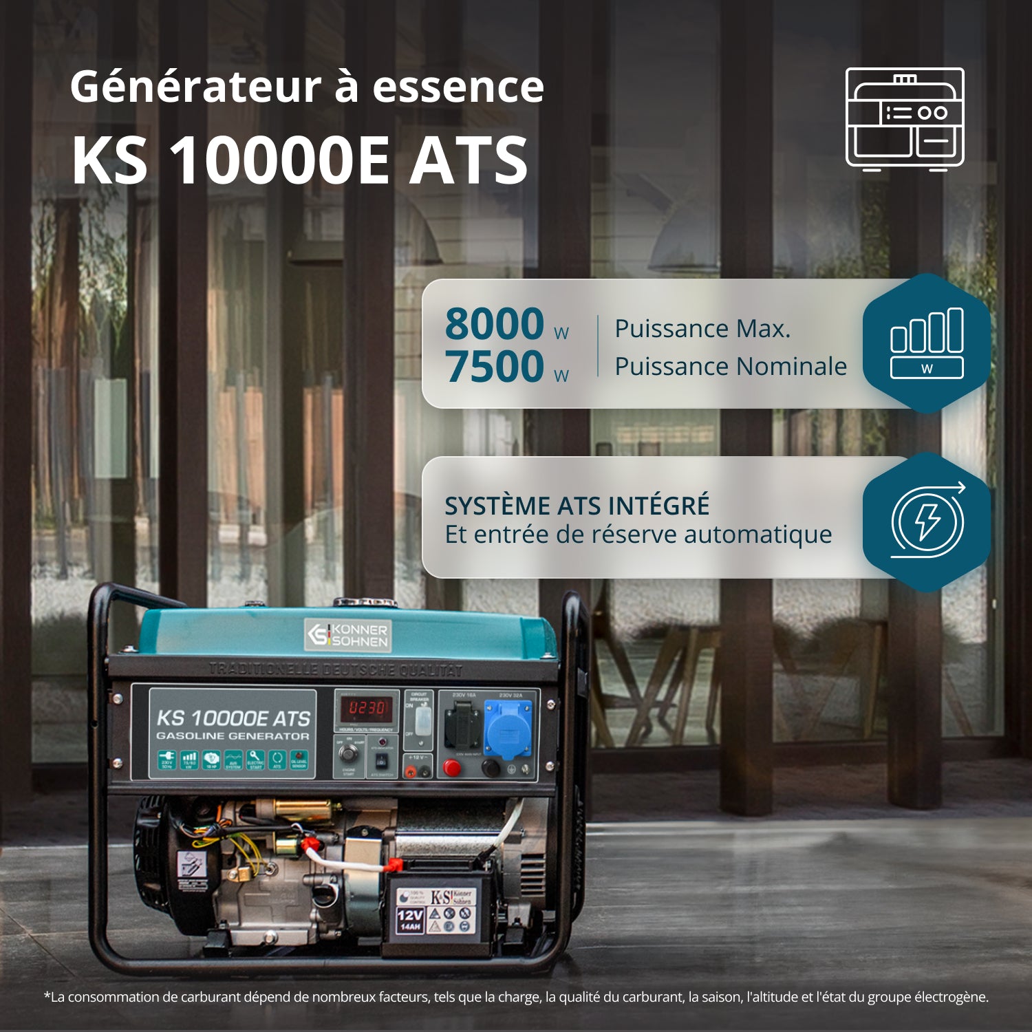 Groupe électrogène à essence "Könner & Söhnen" KS 10000E ATS