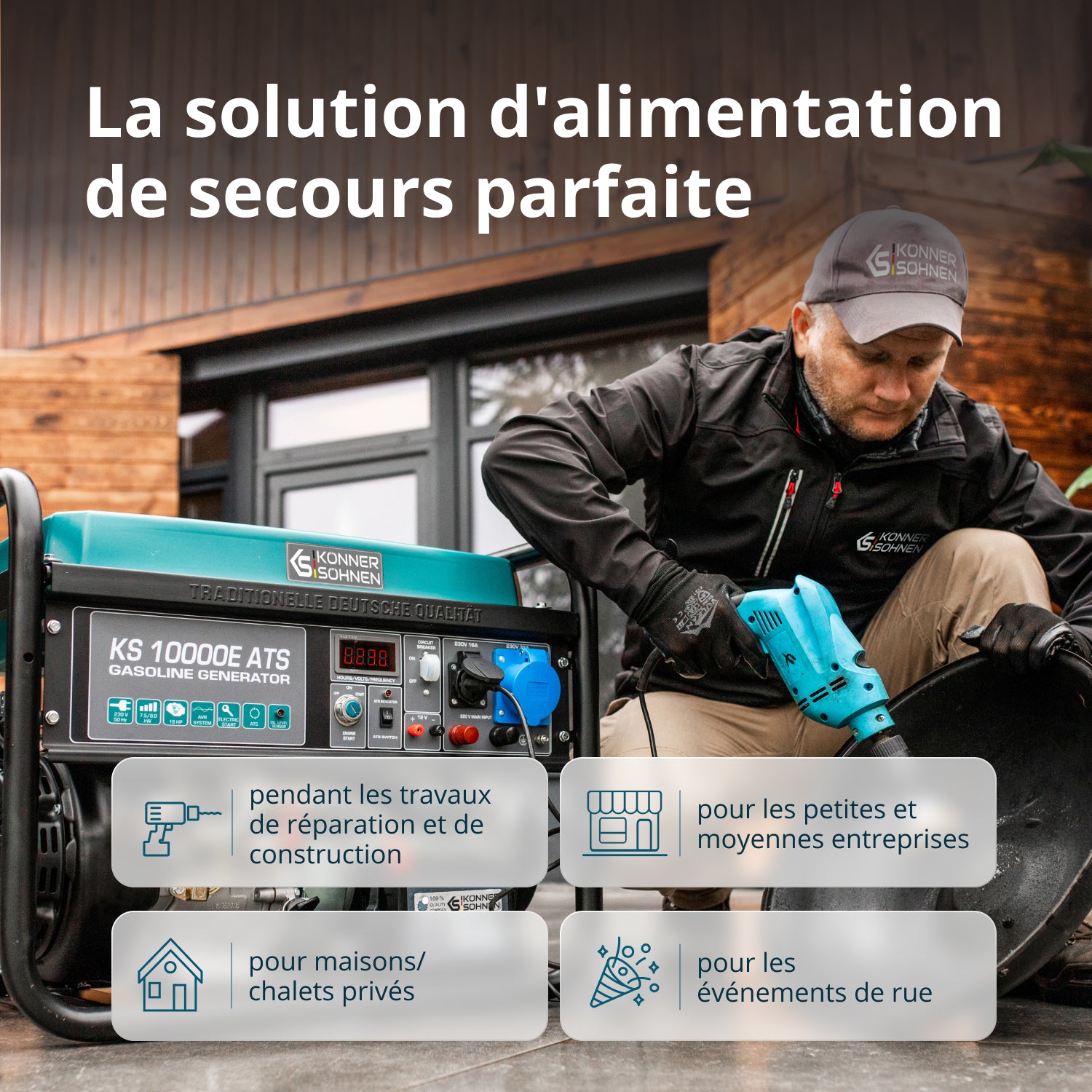 Groupe électrogène à essence "Könner & Söhnen" KS 10000E ATS