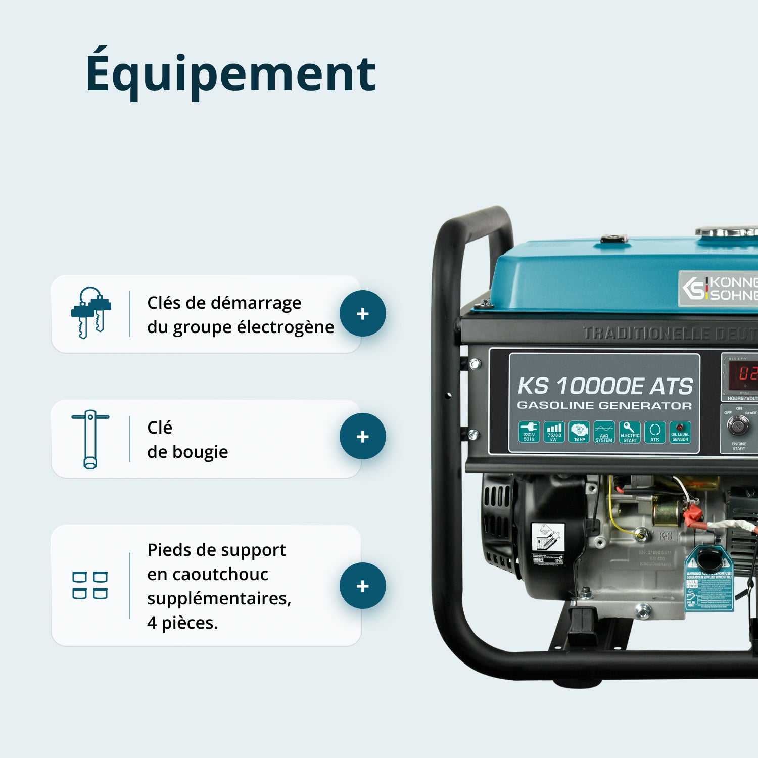 Groupe électrogène à essence "Könner & Söhnen" KS 10000E ATS