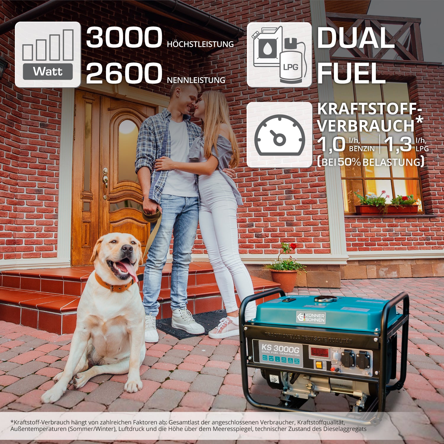 LPG/benzin generator "Könner & Söhnen" KS 3000G