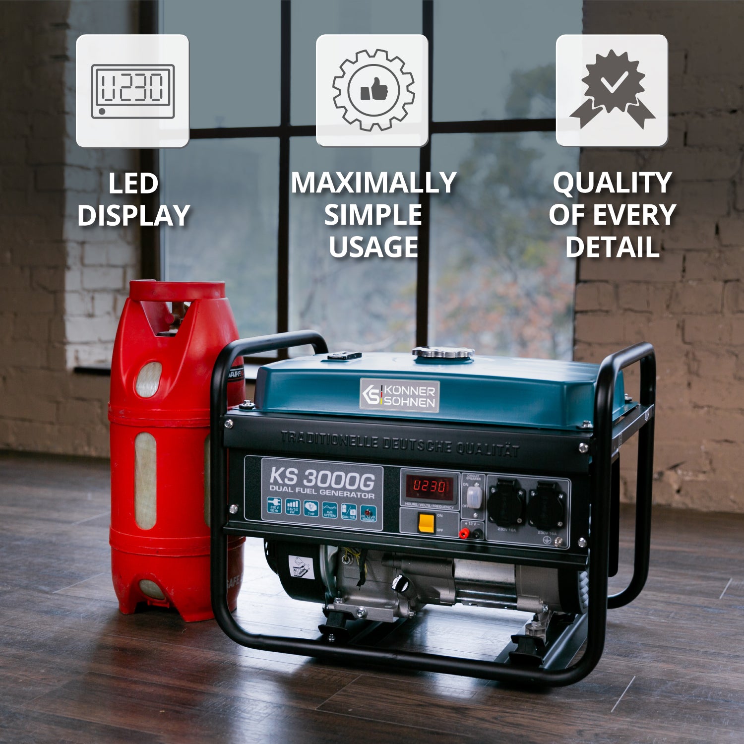 LPG/Benzin Generátor „Könner & Söhnen” KS 3000G