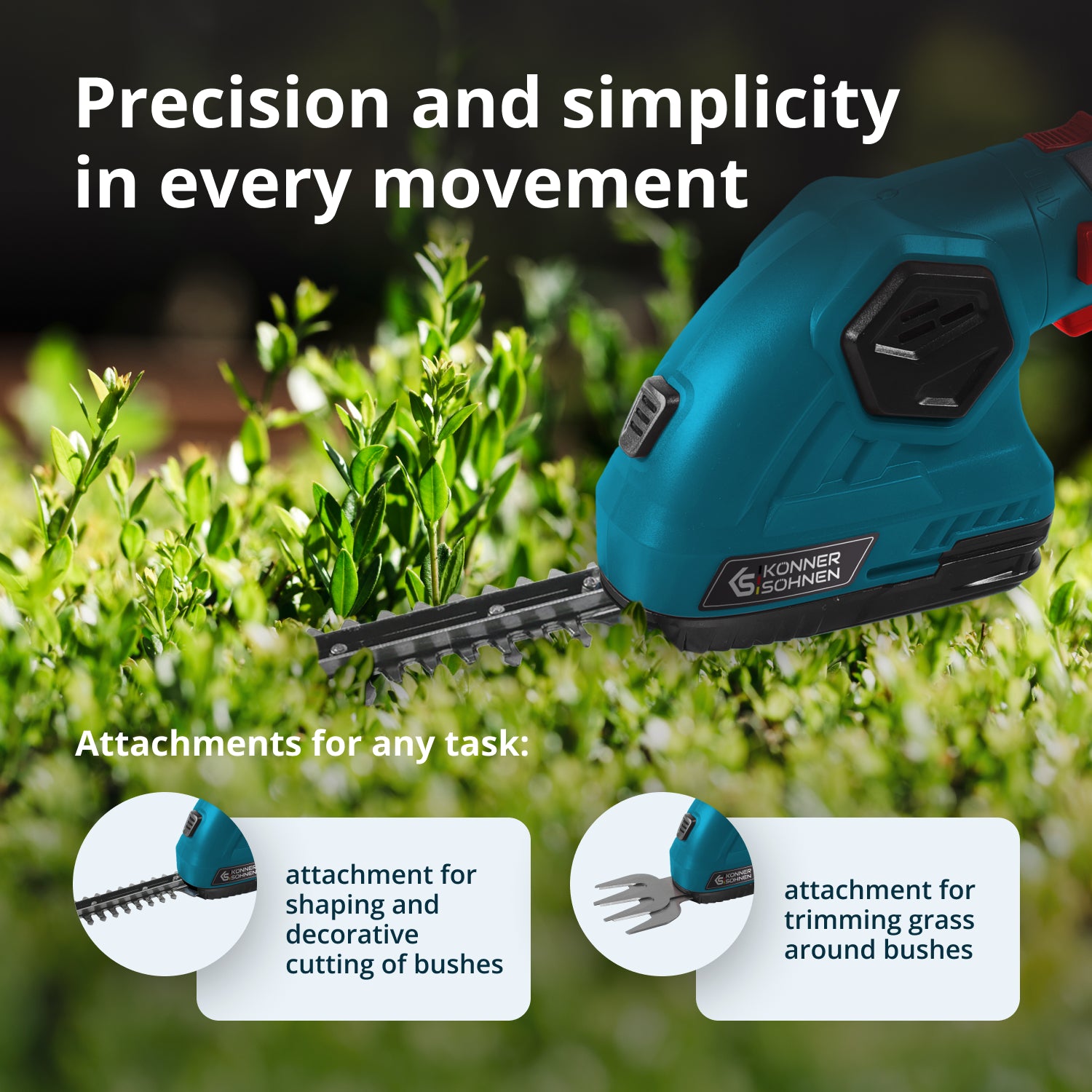 Cordless 2 in 1 Grass Shear and Hedge Trimmer with Telescopic Extension Pole KS SHT-8V + Extension Pole