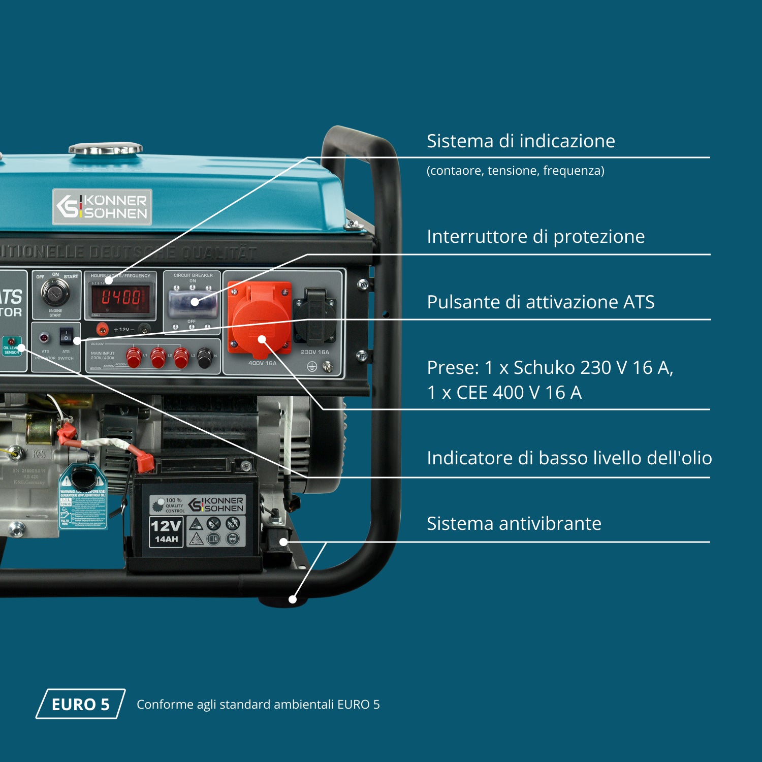 Generatore a benzina "Könner & Söhnen" KS 10000E-3 ATS