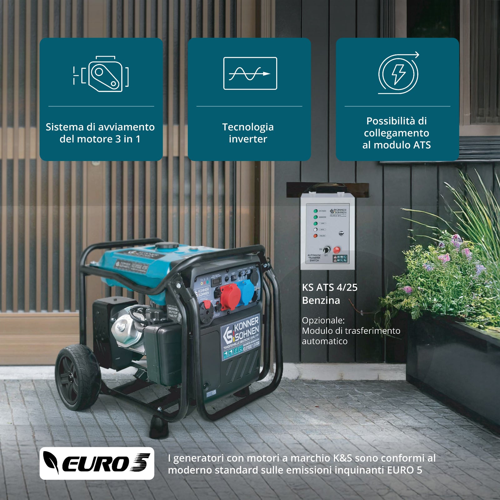 Inverter-Stromerzeuger KS 8100iE 1/3 ATSR
