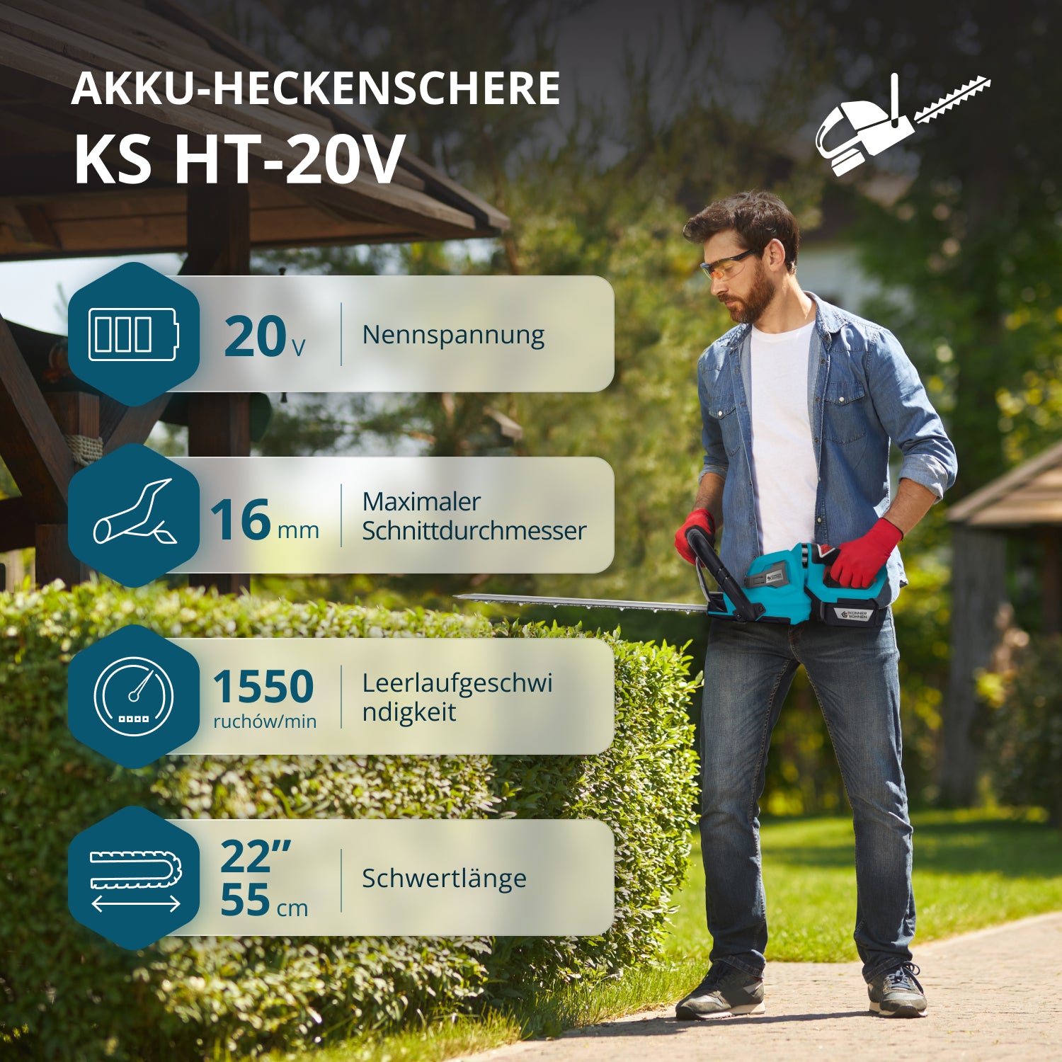 Vezeték nélküli sövénynyíró KS HT-20V