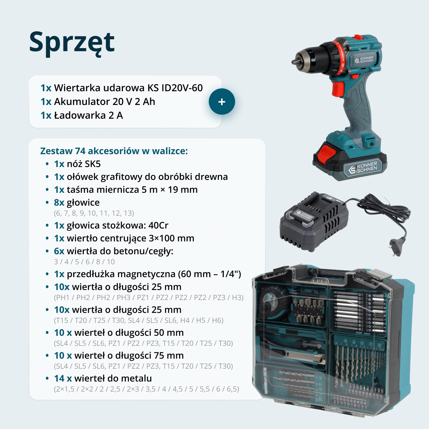 Zestaw Mistrzowski Bezprzewodowy KS ID20V-60 KIT 74 