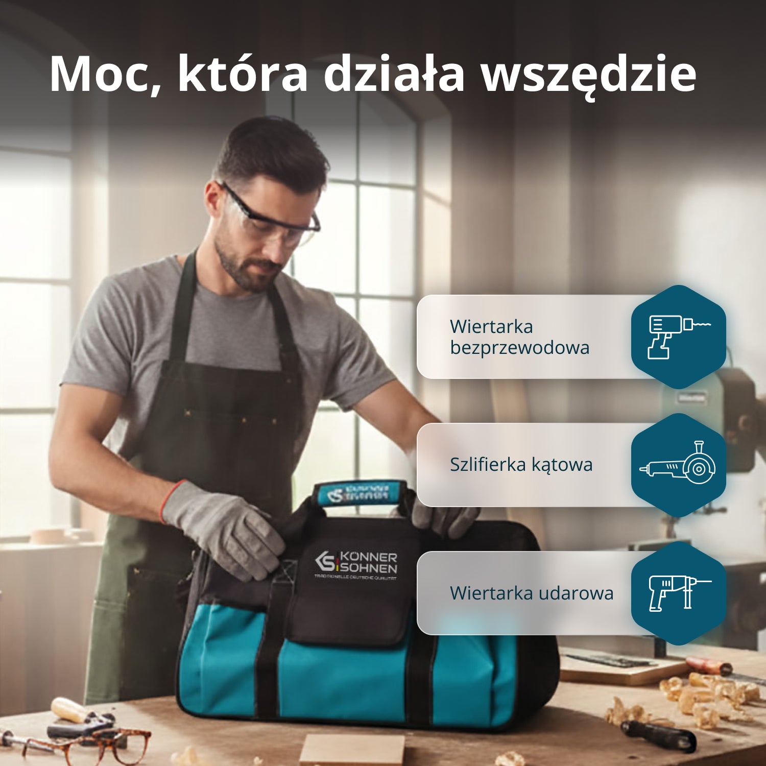 Bezprzewodowy Zestaw Majsterkowicza 3-w-1 KS RHAGD 20V SET 3