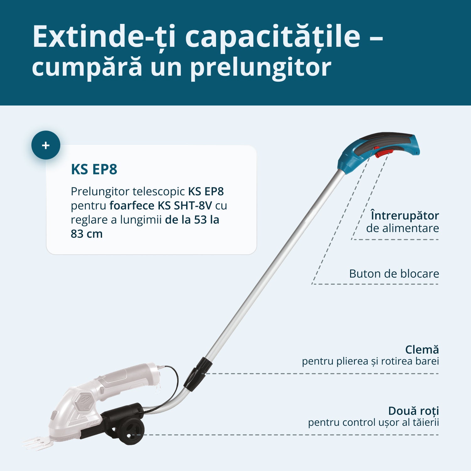 Stâlp de extensie telescopic pentru trimmer KS EP8