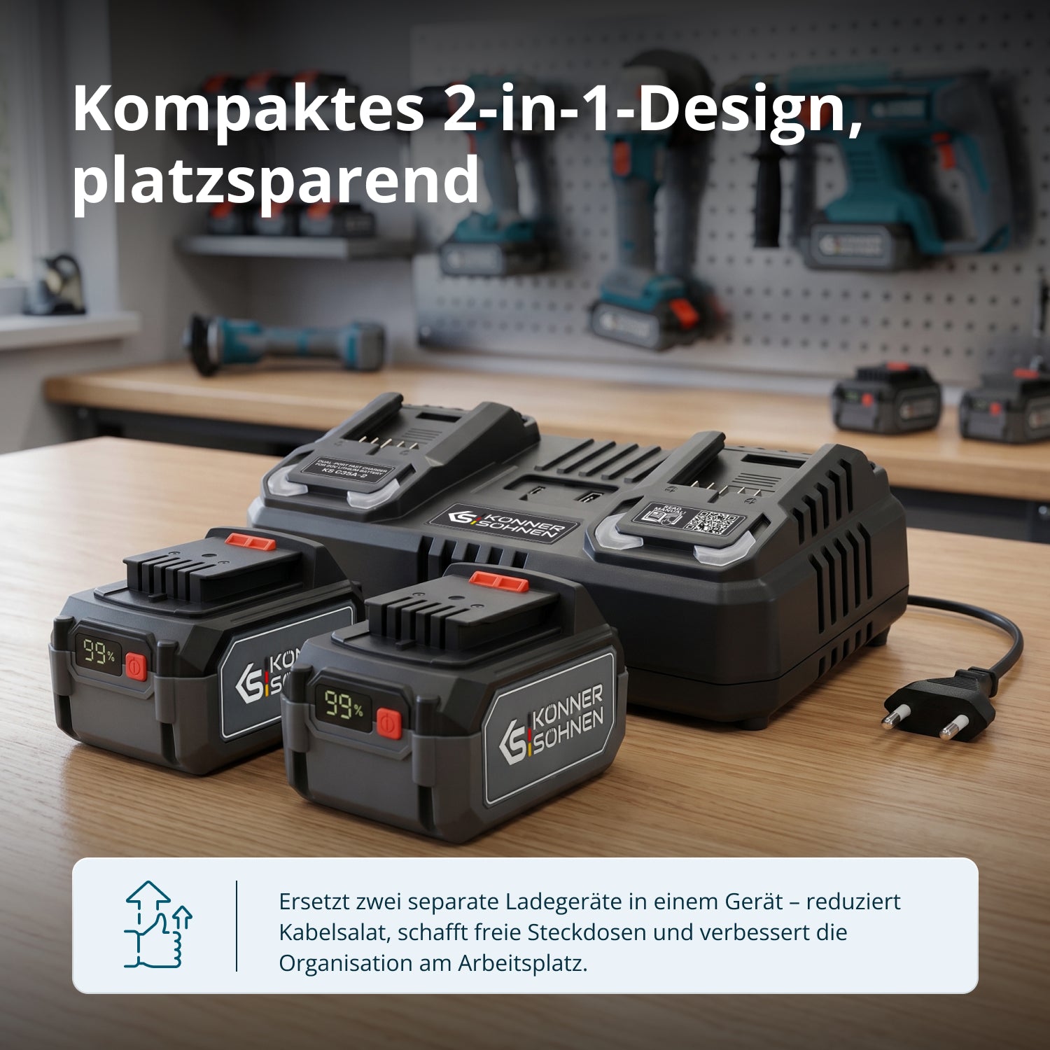 Dvojitá nabíječka pro 20V dobíjecí baterie KS C35A-2