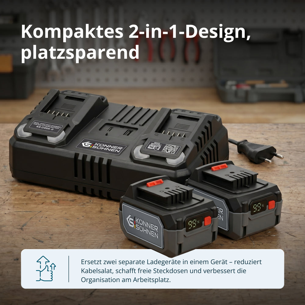 Dvostruki punjač za punjive baterije 20V KS C45A-2
