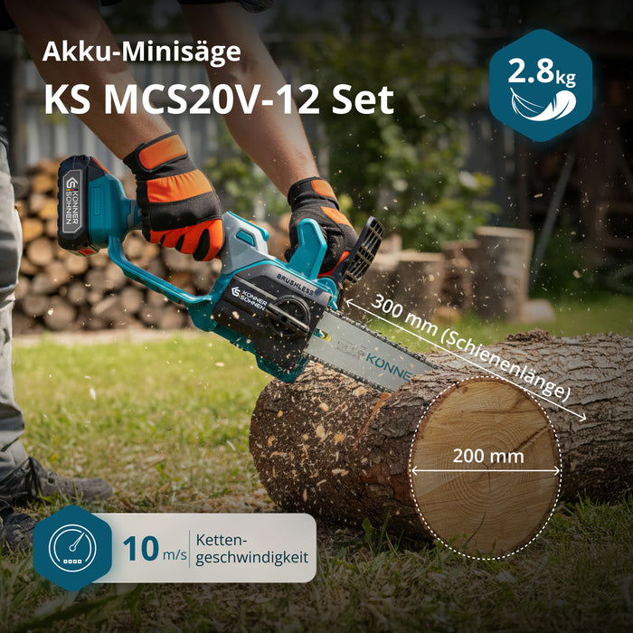 Vezeték nélküli Mini Láncfűrész KS MCS20V-12 KÉSZLET