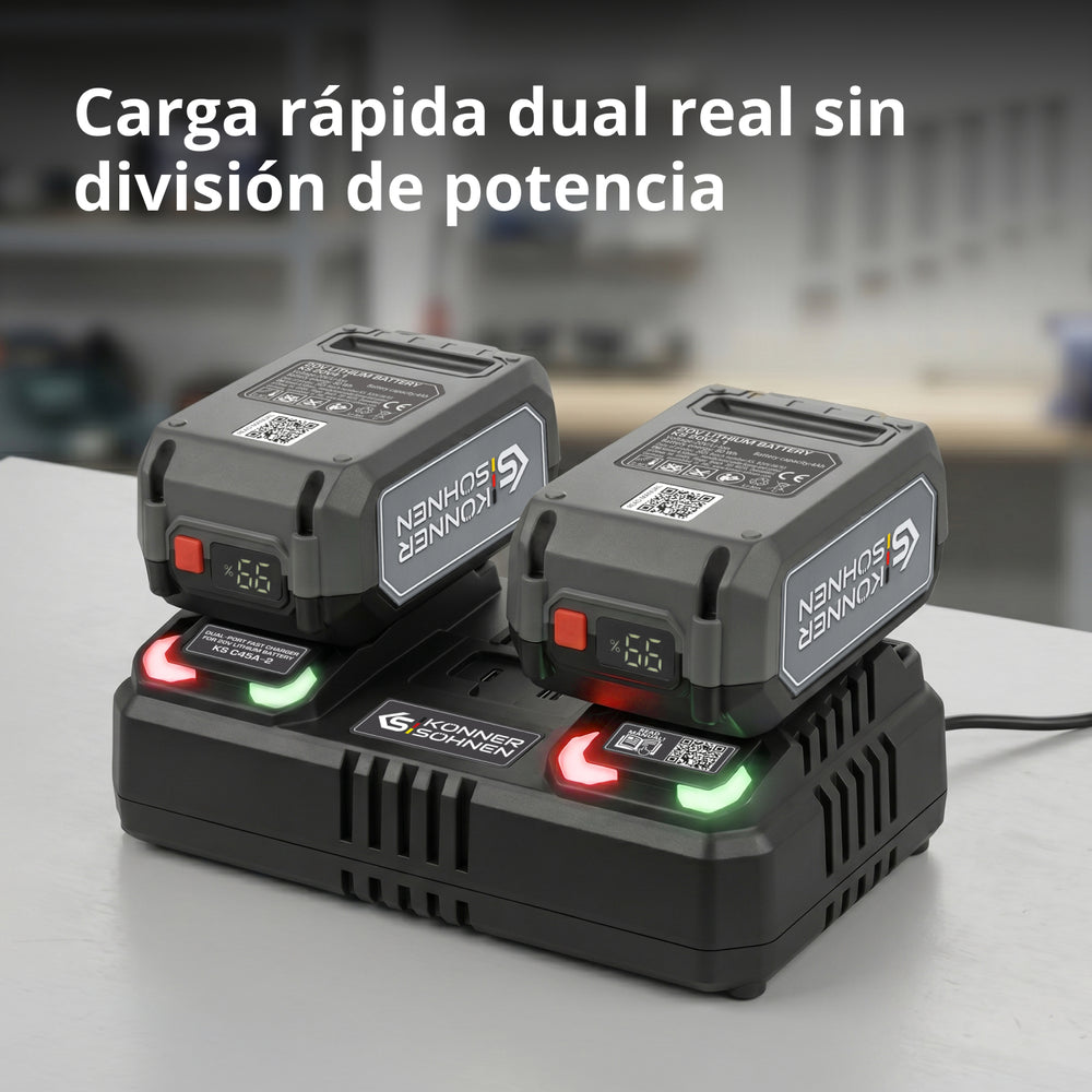 Cargador doble para baterías recargables 20V KS C45A-2