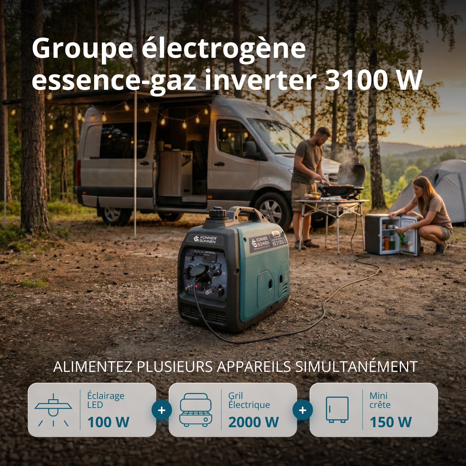 Groupe électrogène à essence-gaz de type inverter KS 3100iG S