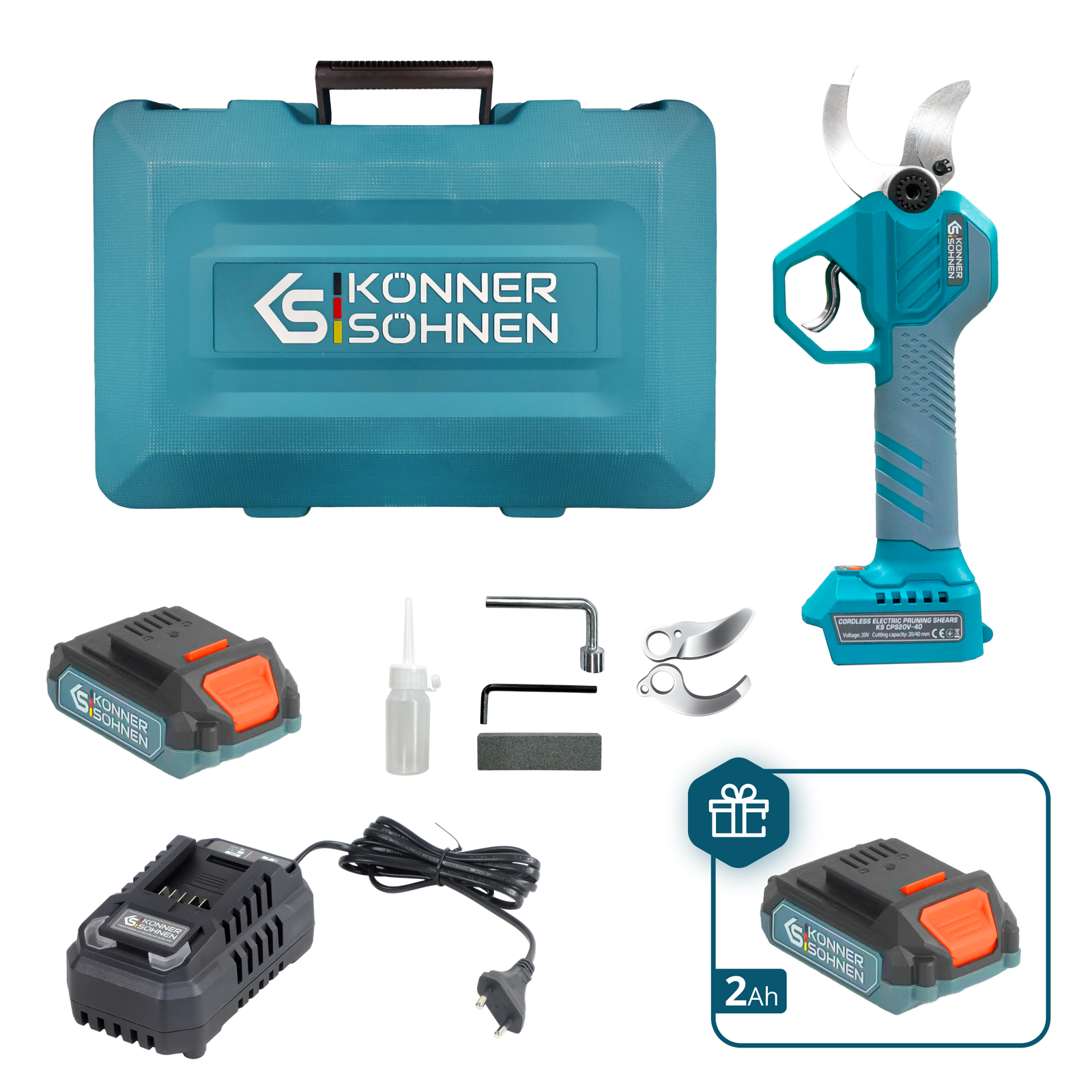 Tesoura de Poda Elétrica Sem Fio KS CPS20V-40 Case