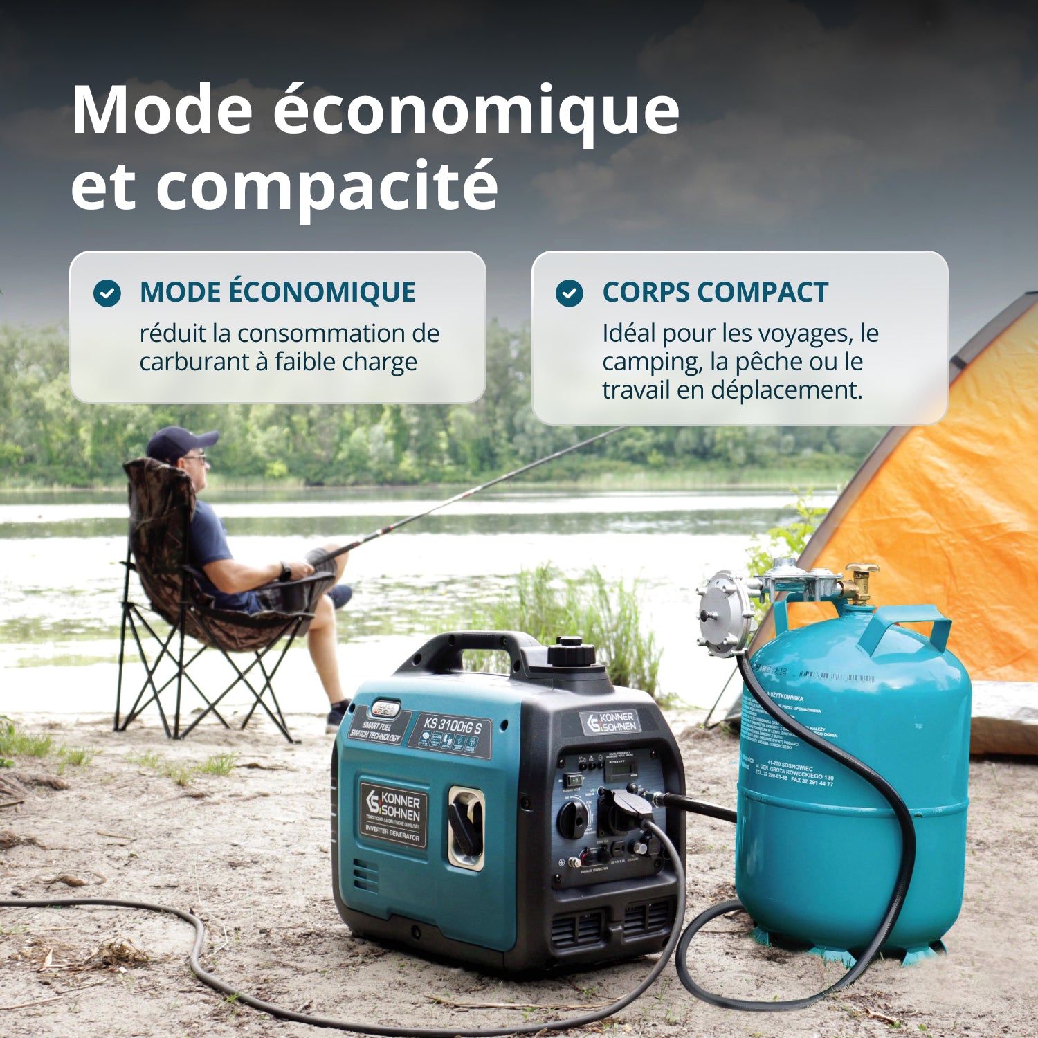 Groupe électrogène à essence-gaz de type inverter KS 3100iG S