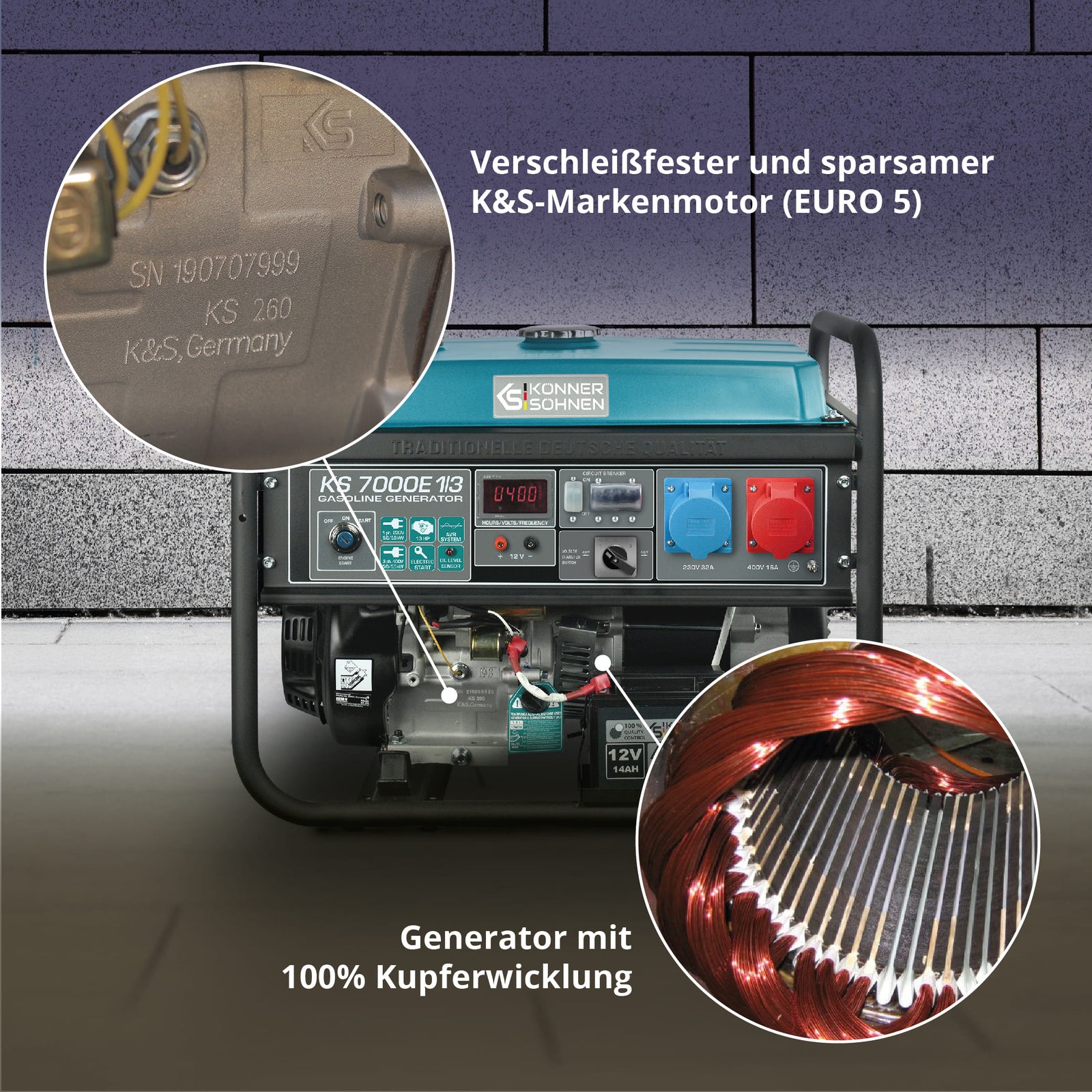Generator pe benzină „Könner & Söhnen” KS 7000E 1/3