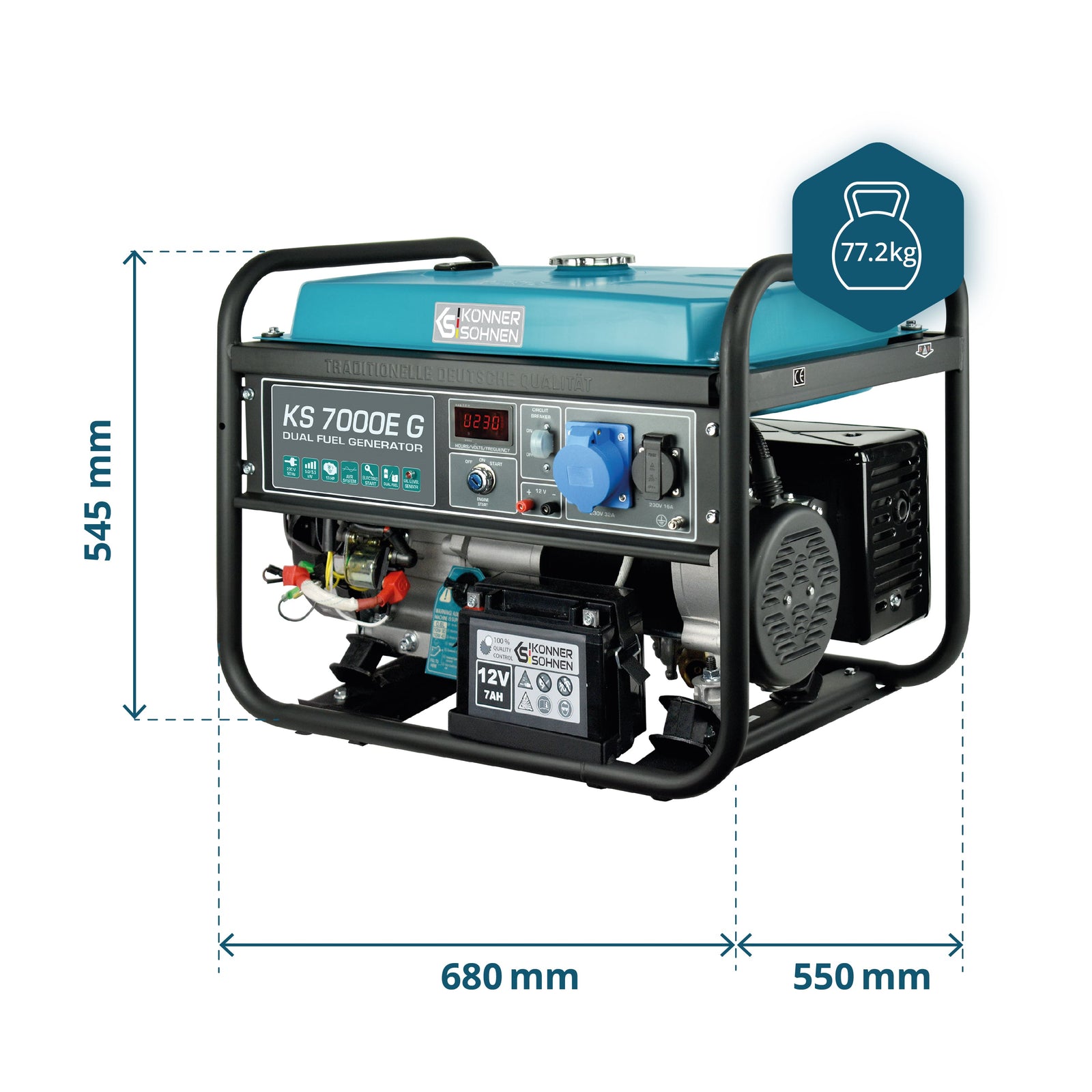 LPG/benzínový generátor „Könner & Söhnen“ KS 7000E G