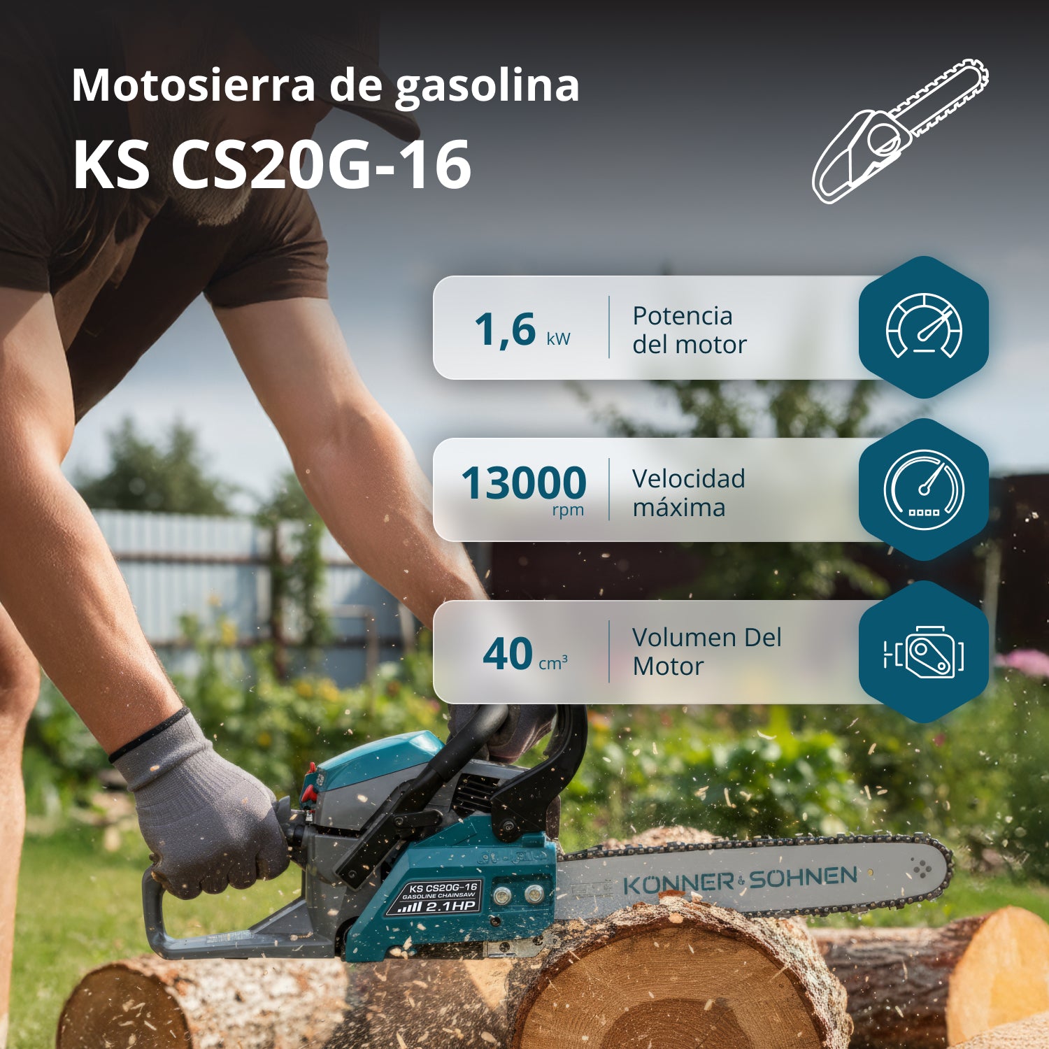 Motosierra a gasolina KS CS20G-16