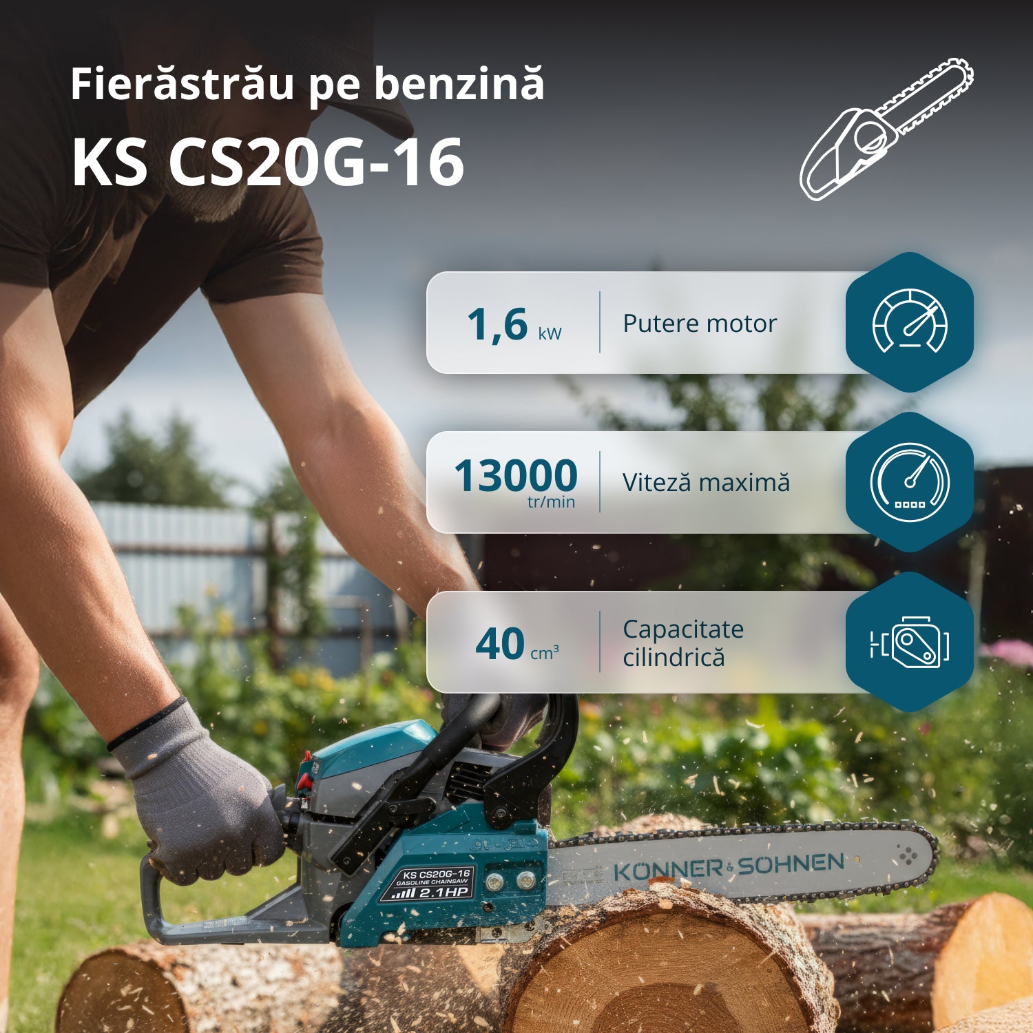 Benzin-Kettensäge KS CS20G-16