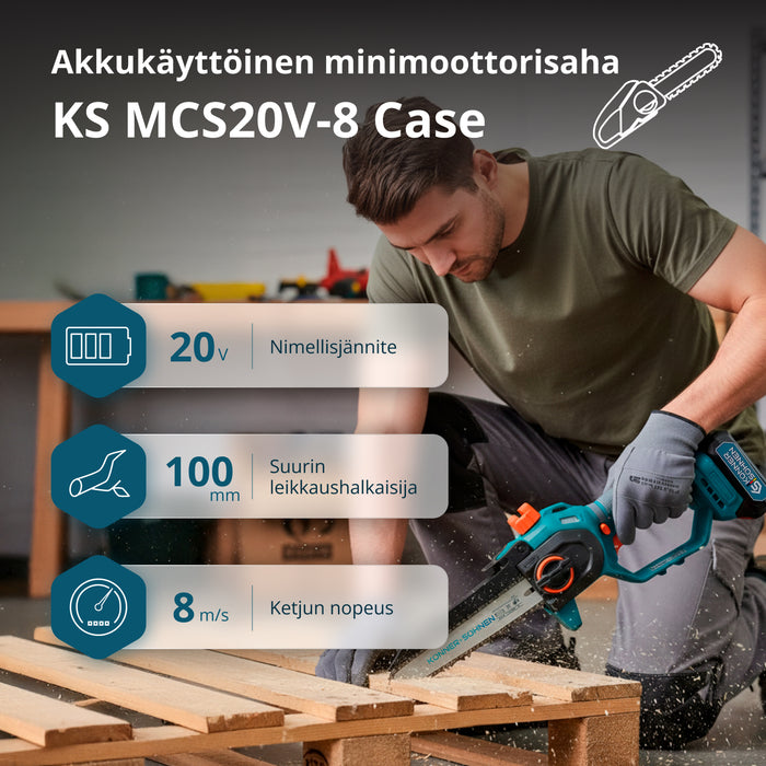 Johdoton Mini Moottorisaha KS MCS20V-8 CASE PLUS
