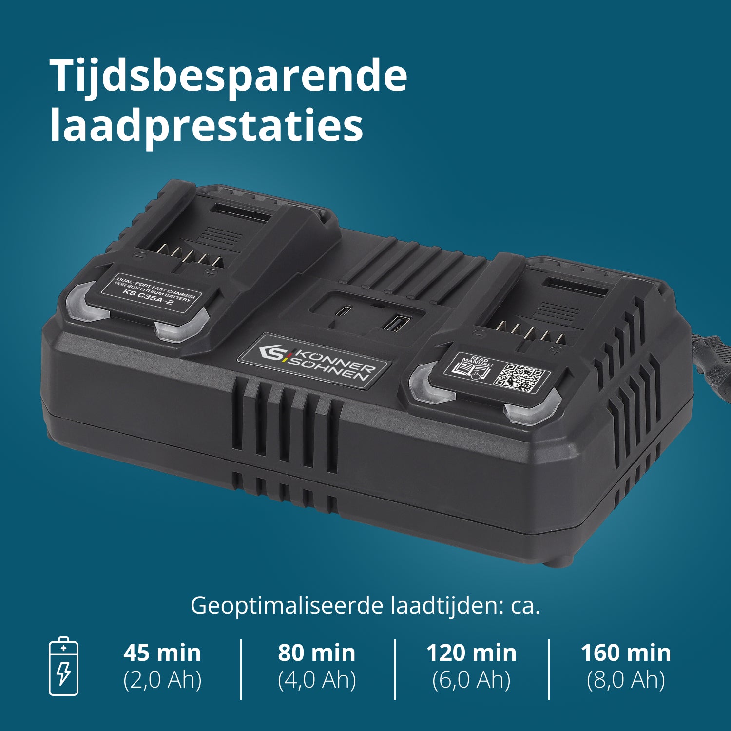 Dubbele oplader voor 20V oplaadbare batterijen KS C35A-2