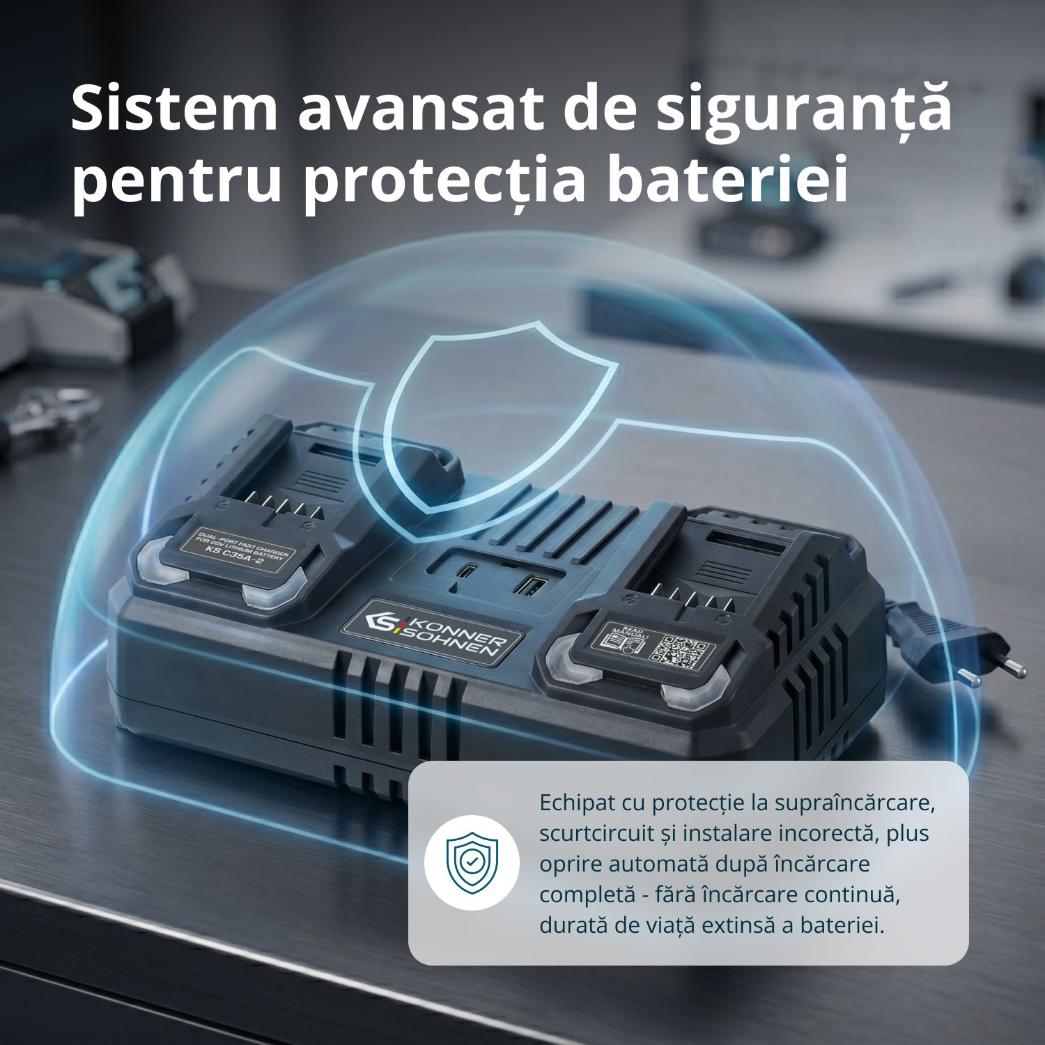 Încărcător dublu pentru baterii reîncărcabile 20V KS C35A-2