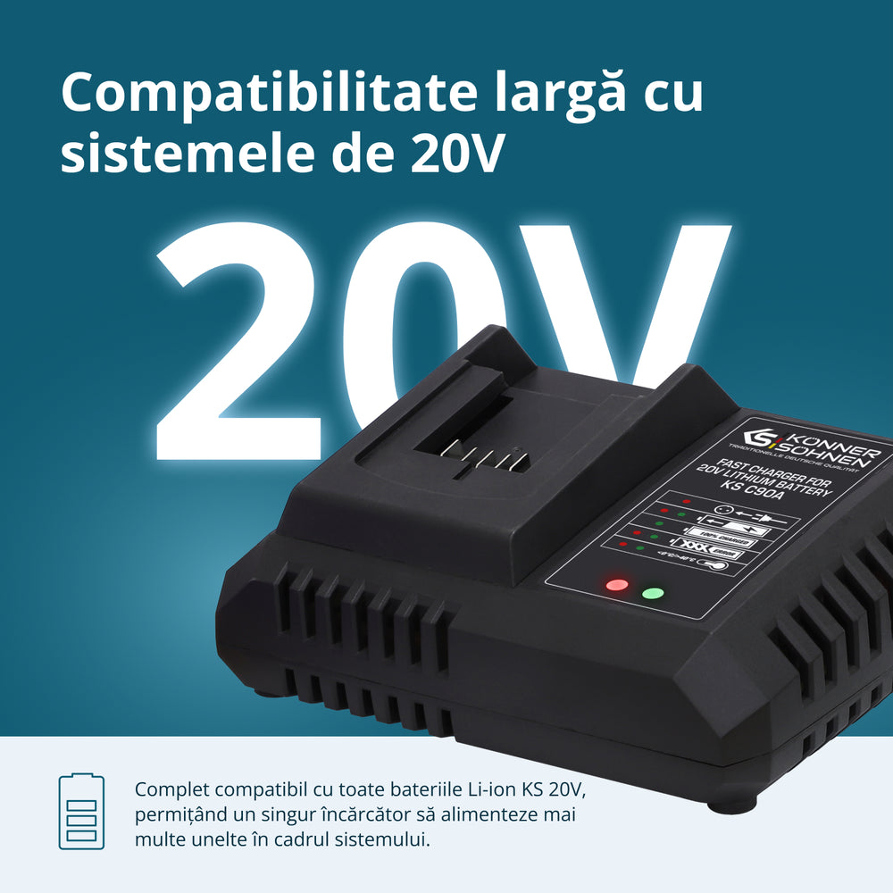 Încărcător rapid pentru baterie litiu 20 V KS C90A