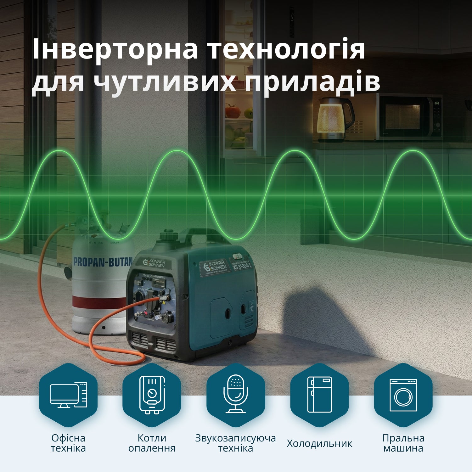 Інверторний генератор на LPG/бензині KS 3100iG S